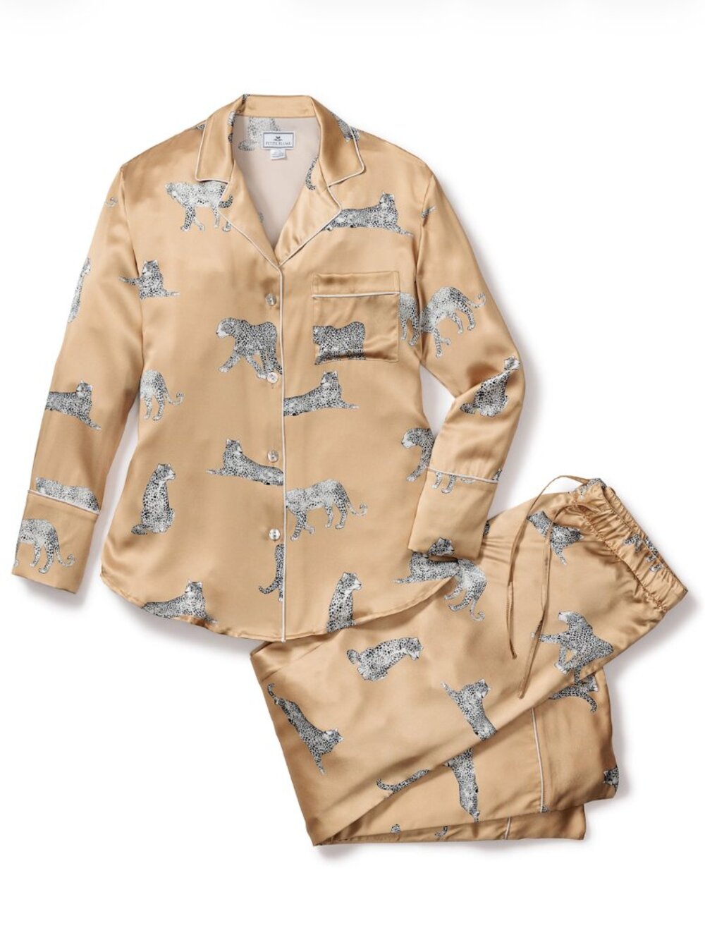 Women's Silk Pajama Set in Panthère Champagne